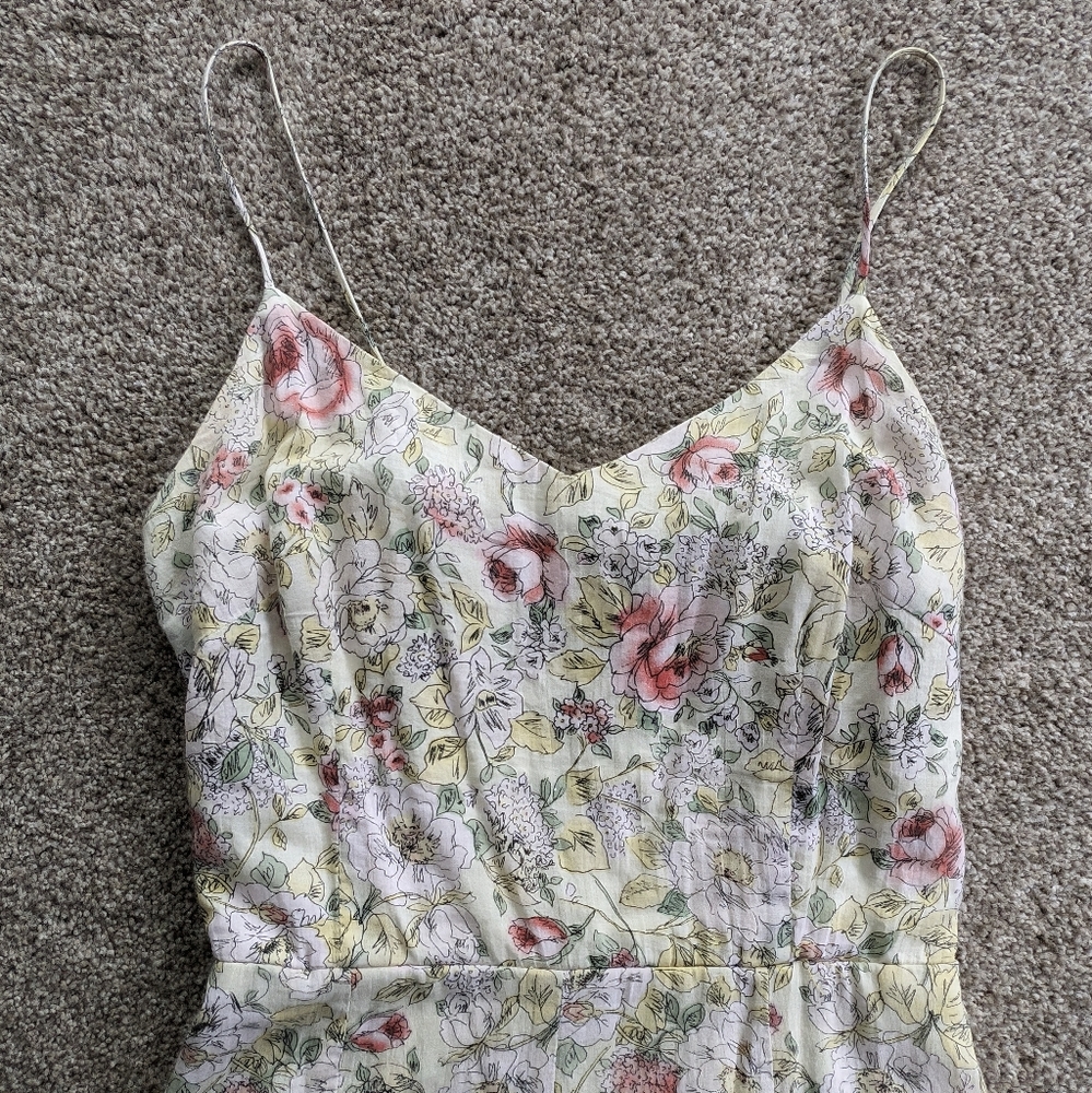 Floral Spaghetti-Strap Mini Dress in Cream and Pink - Picture 4 of 6